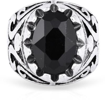 memoir Brass Onyx Silver Plated Ring