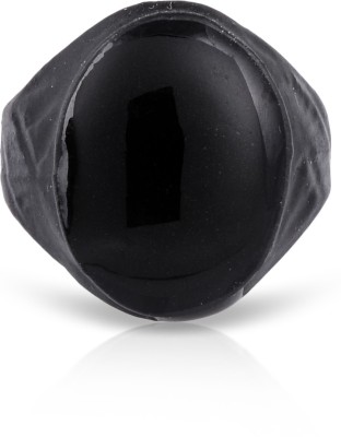 Dzinetrendz Brass Black Rhodiumplated Oval Shape Finger Ring Brass Rhodium Plated Ring