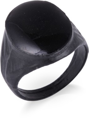 MissMister Brass Black Plated Oval Shape Fashion Finger Ring Men Women Brass Rhodium Plated Ring