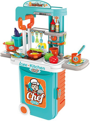 HIM TAX 3 IN 1 Trolley Case Kitchen Pretend Toy Cute Cooking Sets Cookware Boy Toy