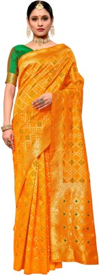 Sariya Woven Bandhani Silk Blend, Jacquard Saree(Yellow)