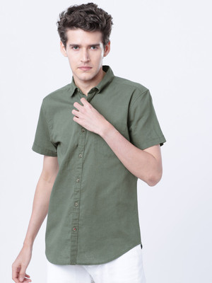 HIGHLANDER Men Solid Casual Green Shirt