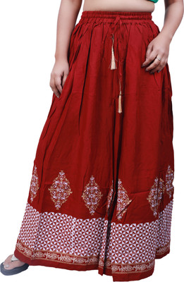 rayie collection Printed Women Flared Maroon Skirt