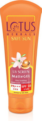 LOTUS HERBALS Sunscreen - SPF 50 PA+++ Safe Sun Invisible Matte Gel For Men & Women, Non-Greasy, Suitable for Oily Skin(50 g)