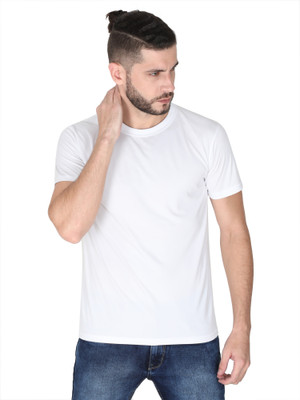CNMN Solid Men Round Neck White T-Shirt