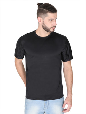 CNMN Solid Men Round Neck Black T-Shirt