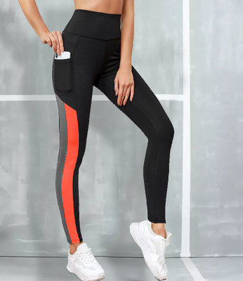 M7 By Metronaut Color Block Women Black Tights
