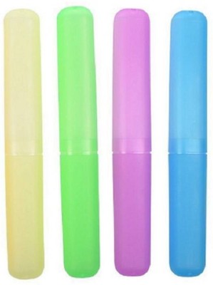 AADYA Bathroom Tooth Brush Cover Holder Tube Cap Cover Protect Case Box Toothbrush (Pack of 4, Multi Color) Plastic Toothbrush Holder(Multicolor)