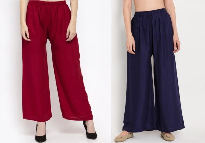 Glansi Regular Fit Women Maroon, Dark Blue Trousers