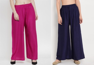 Glansi Regular Fit Women Pink, Dark Blue Trousers