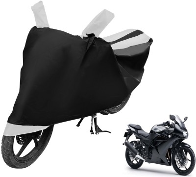 Auto Hub Two Wheeler Cover for Kawasaki(Ninja 250, Black, White)