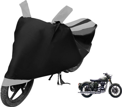 MOCKHE Two Wheeler Cover for Royal Enfield(Battle Green, Black, Silver)