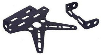 Qiisx Rear Number Plate Stay Small and Tail Tidy Visor (Black) Bike Number Plate(Steel 10 cm  x  15 cm)