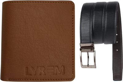 LYREM Wallet & Belt Combo(Tan, Black, Brown)