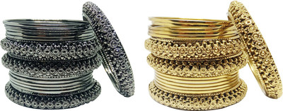 Anahat collection Metal Silver, Gold-plated Bangle Set(Pack of 2)