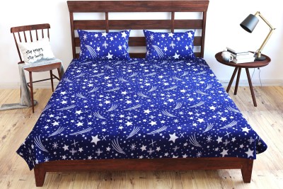 Twinkle Star's 150 TC Polycotton Double Printed Flat Bedsheet(Pack of 1, Multicolor)