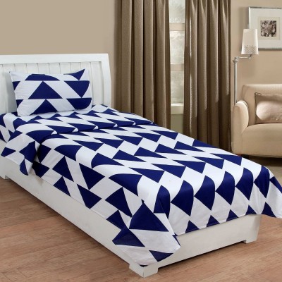 Bhagwati Handloom 185 TC Cotton Single Geometric Flat Bedsheet(Pack of 1, Blue)