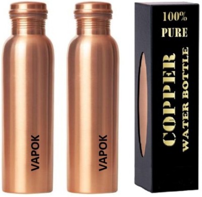 VAPOK Pure Copper Bottle 1 Litre for Drinking Water Leak Proof and Joint Less 1000 ml Bottle(Pack of 2, Brown, Copper)