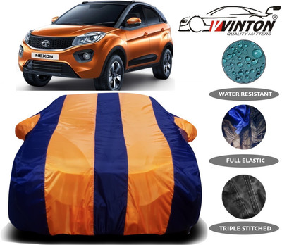 V VINTON Car Cover For Tata Nexon (With Mirror Pockets)(Orange)