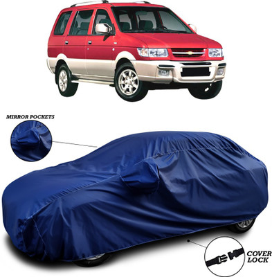 SEBONGO Car Cover For Chevrolet Tavera (With Mirror Pockets)(Blue)
