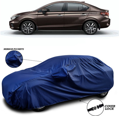 ANTHUB Car Cover For Honda City ZX (With Mirror Pockets)(Blue)