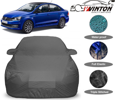 V VINTON Car Cover For Volkswagen Vento (With Mirror Pockets)(Grey)