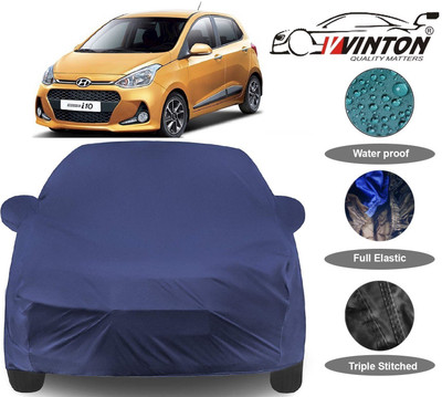 V VINTON Car Cover For Hyundai Grand i10 (With Mirror Pockets)(Blue, For 2013, 2014, 2015, 2016, 2017, 2018 Models)