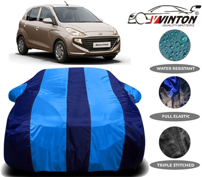 V VINTON Car Cover For Hyundai Santro (With Mirror Pockets)(Blue)