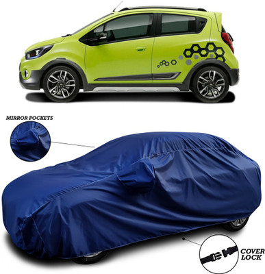 ANTHUB Car Cover For Chevrolet Beat (With Mirror Pockets)(Blue)