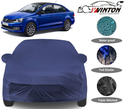 V VINTON Car Cover For Volkswagen Vento (With Mirror Pockets)(Blue)