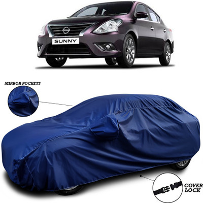ANTHUB Car Cover For Nissan Sunny (With Mirror Pockets)(Blue)