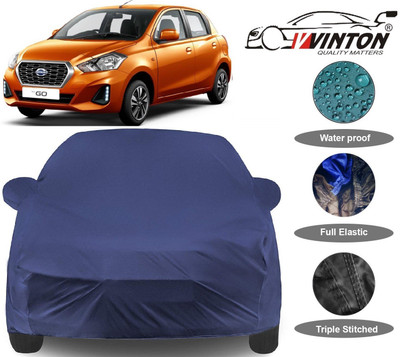 V VINTON Car Cover For Datsun Go (With Mirror Pockets)(Blue)