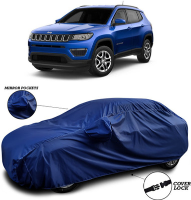 SEBONGO Car Cover For Jeep Compass Facelift (With Mirror Pockets)(Blue)