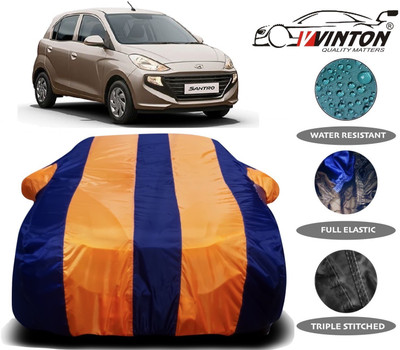 V VINTON Car Cover For Hyundai Santro (With Mirror Pockets)(Orange)
