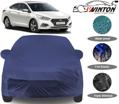 V VINTON Car Cover For Hyundai Fluidic Verna (With Mirror Pockets)(Blue)