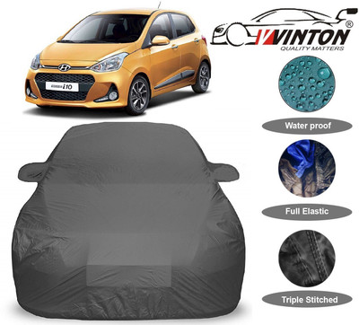 V VINTON Car Cover For Hyundai Grand i10 (With Mirror Pockets)(Grey, For 2018, 2017, 2016, 2015, 2014, 2013 Models)