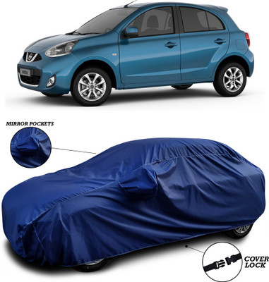 ANTHUB Car Cover For Nissan Micra (With Mirror Pockets)(Blue)