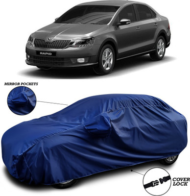ANTHUB Car Cover For Skoda Rapid (With Mirror Pockets)(Blue)