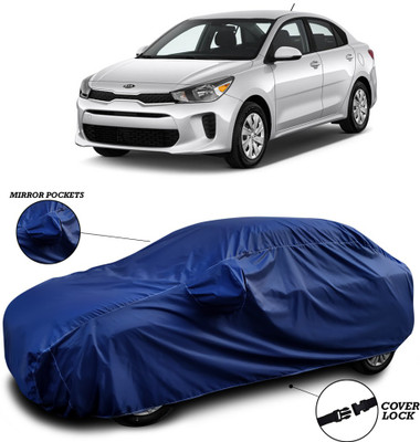 SEBONGO Car Cover For Kia Rio (With Mirror Pockets)(Blue)