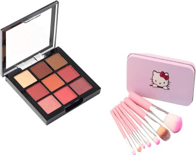 Love Nature Mini Eyeshadow 9 Colors Palette With 7 Pcs. Makeup Brush(2 Items in the set)