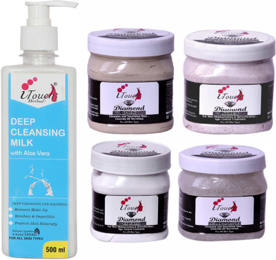 I TOUCH HERBAL ,PACK,GEL AND DEEP CLEANSING MILK 500 ML X 5(5 Items in the set)