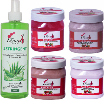 I TOUCH HERBAL FRUIT SCRUB,CREAM,PACK,GEL AND ASTRINGENT 500 ML X 5(5 Items in the set)
