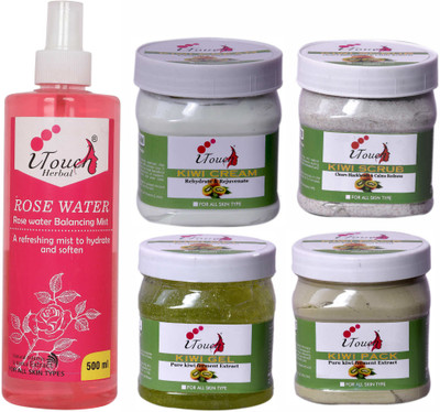 I TOUCH HERBAL KIWI SCRUB,CREAM,PACK,GEL AND ROSE WATER 500 ML X 5(5 Items in the set)