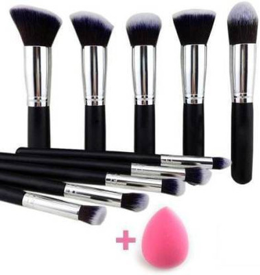 DATNASAYAD Professional and personal use synthetic 10 pc brush set with 1 Sponge Puff(11 Items in the set)