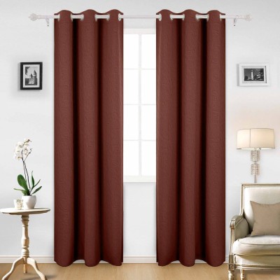 Brother Industries 215 cm (7 ft) Polyester Semi Transparent Door Curtain (Pack Of 2)(Solid, Brown)