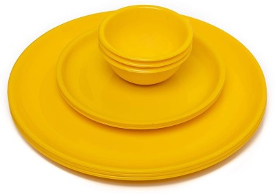 swift international Pack of 9 Plastic Dinner Set(Yellow, Microwave Safe)