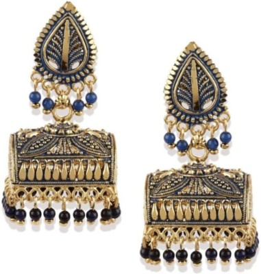 JEWELS GURU Classic Designed Gold Plated Enamelled Square Jhumka Earrings For Women And Girls Pearl Alloy Jhumki Earring