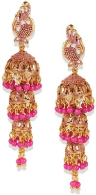 STYYLO FASHION DesignerParty Wear Gold Plated Enamelled 3 Floor Jhumka Earrings For Women And Girls Pearl Alloy Jhumki Earring