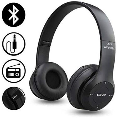 Wanzhow Over Head Premium Bluetooth Headphone Bluetooth Headset(Black, On the Ear)