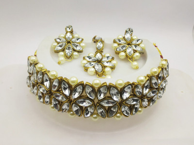 jatin imitation Metal Copper White Jewellery Set(Pack of 1)